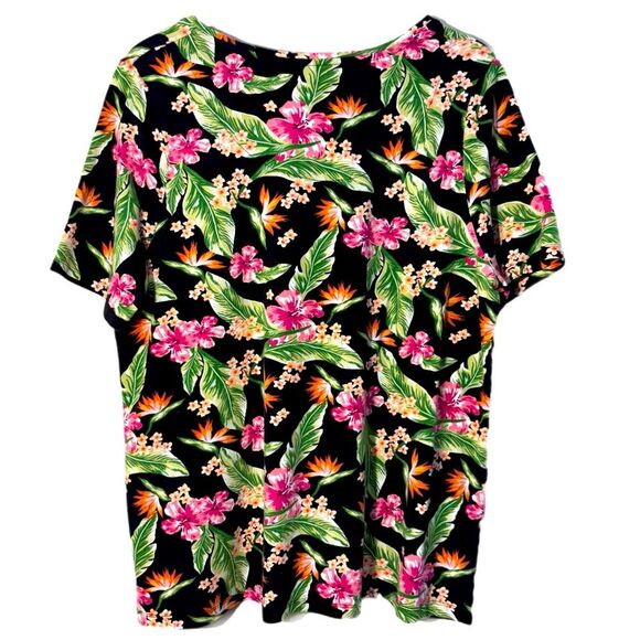Catherines Black and Pink Floral Short Sleeve T-Shirt Women’s 14/16W. - Picture 2 of 10